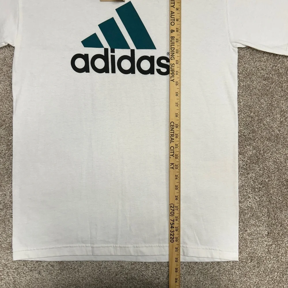 Vintage 90s Adidas Logo Tshirt Men Size Medium Made‎ In USA White New (other)